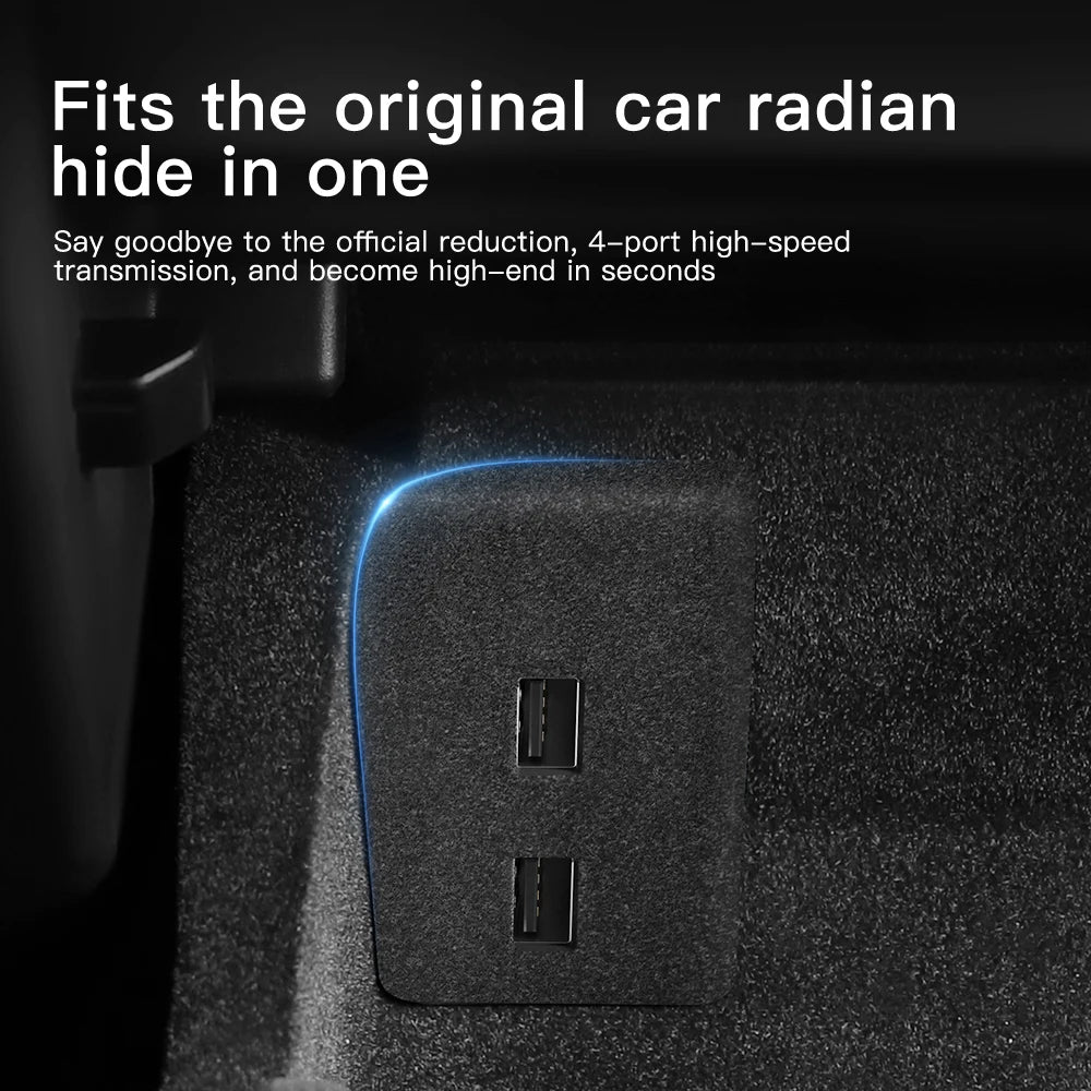 YZ Glove Box Docking Station For Tesla Model 3 Y Juniper Highland Quick Charger 4 USB Shunt Hub Flocking Adapter Powered Splitte Beauty World Shop