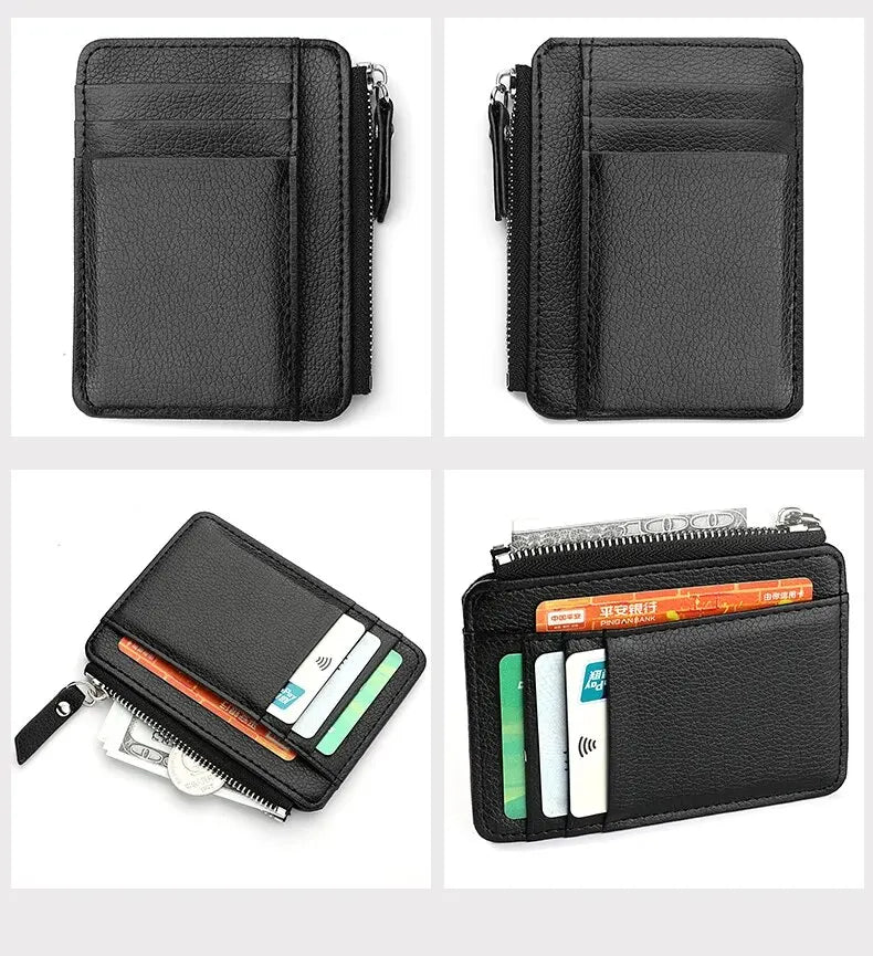 Mini Credit Card Wallet Id Card Holder Men's Small Wallet Thin Sleeve Zipper Short Coin Wallet Beauty World Shop