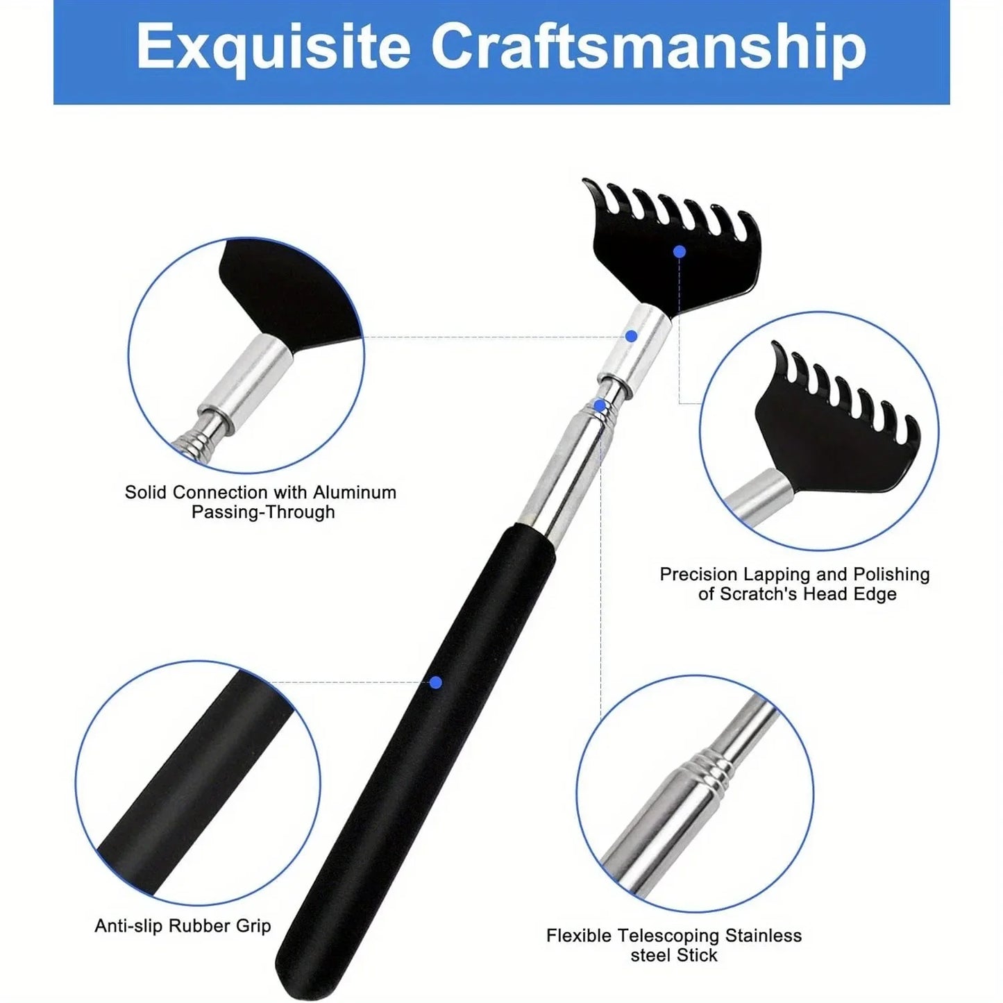 Portable Extendable Back Scratcher Stainless Steel Telescoping Back Scratcher Tool Telescopic Back Scratching Tool Massage Gift Beauty World Shop