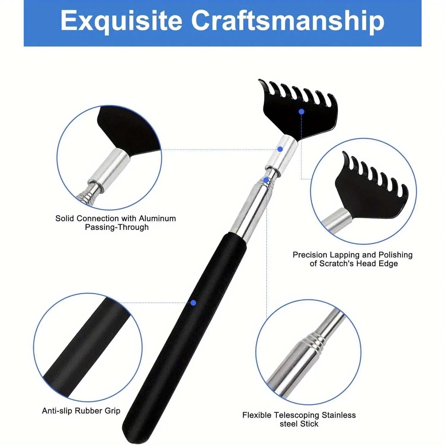 Portable Extendable Back Scratcher Stainless Steel Telescoping Back Scratcher Tool Telescopic Back Scratching Tool Massage Gift Beauty World Shop