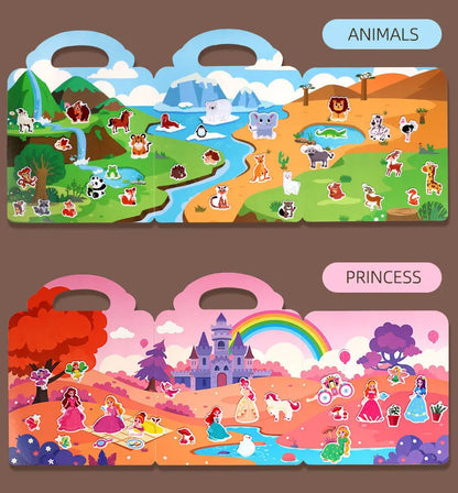 1 Book Jelly Sticker Book Quiet Book DIY Fun for Children's Scene Stickers Repeatedly Paste Puzzle Sticker Book Beauty World Shop