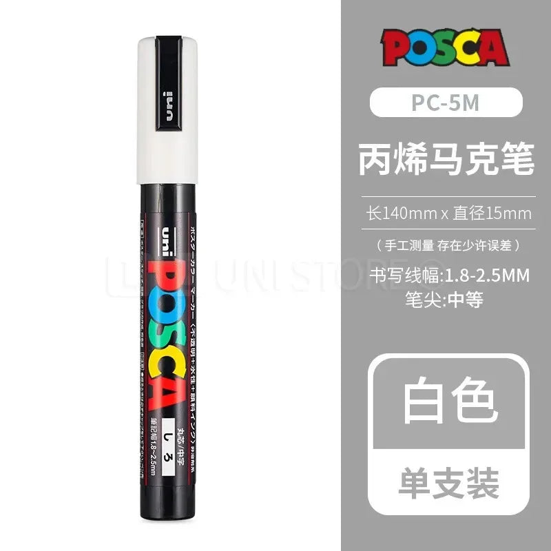 Uni Posca Full Marker PC-1M 3M 5M Multi-Colours Acrylic Permanente Rotulador Poster Graffiti Painting Pen For Fabric Rock Metal Beauty World Shop