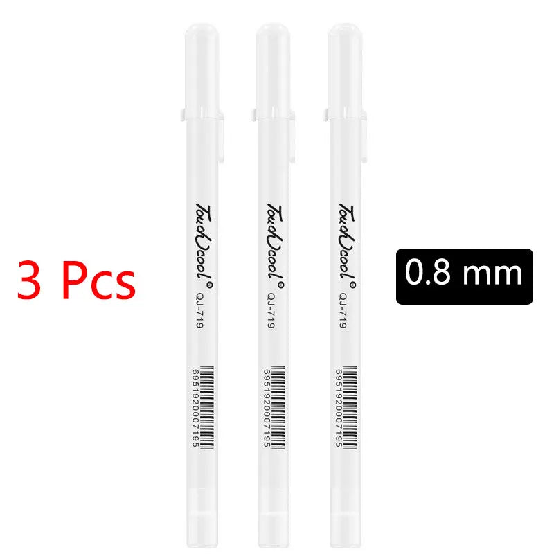 White Marker Pens set Oily Waterproof White Gel Pen DIY Graffiti Sketching Marker Stationery Writing School Supplies brush Beauty World Shop