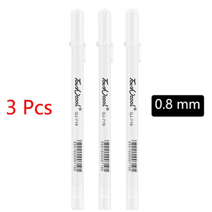 White Marker Pens set Oily Waterproof White Gel Pen DIY Graffiti Sketching Marker Stationery Writing School Supplies brush Beauty World Shop