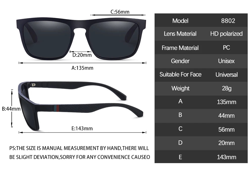 Fashion Square Vintage Polarized Sunglasses Men Women Retro Driving Fishing  Sun Glasses UV400 Eyewear Beauty World Shop