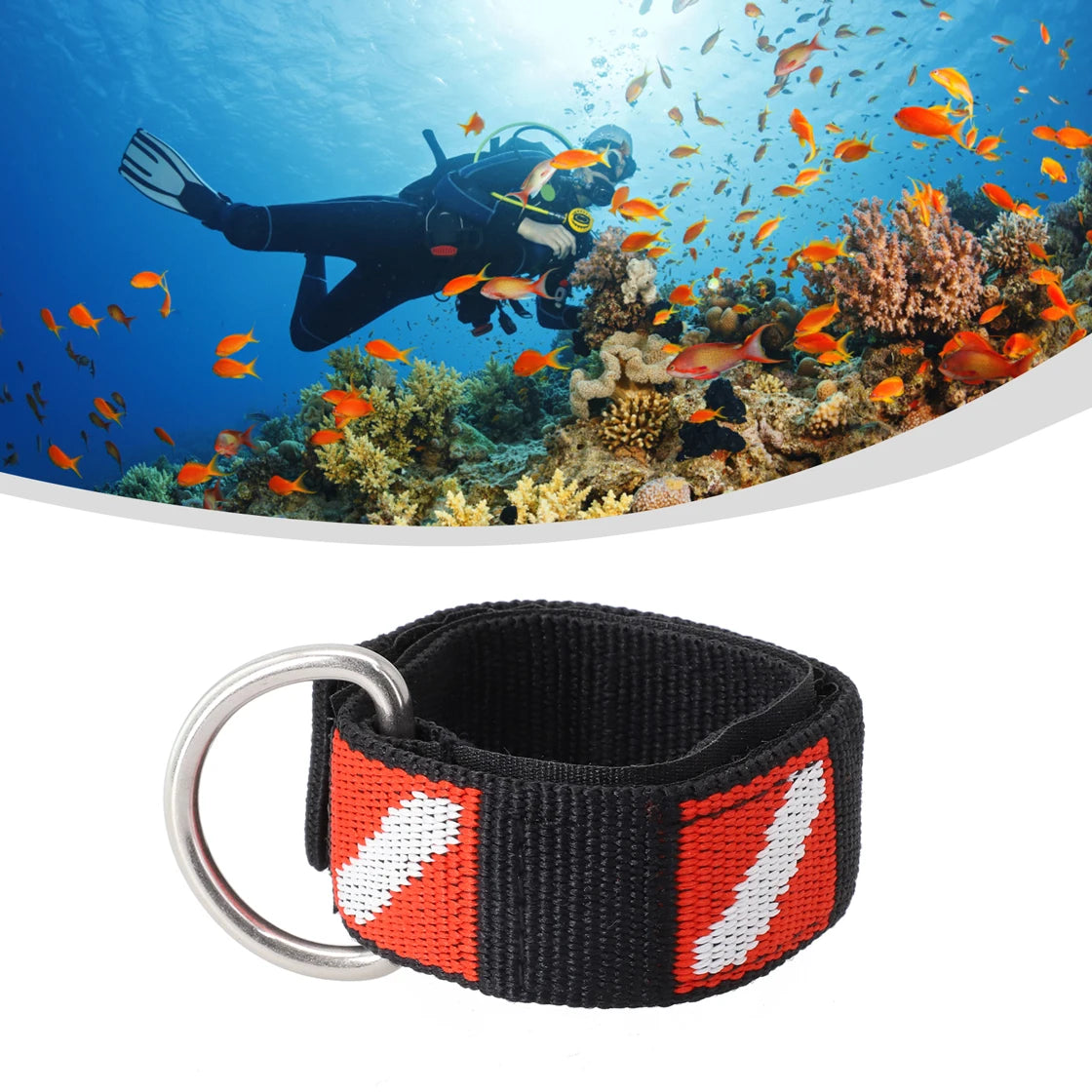 1pc Adjustable Scuba Diving Wrist Strap Lanyard Webbing Band With Metal D-Ring Freediving Webbing Holder Strap Swim Pool Parts Beauty World Shop