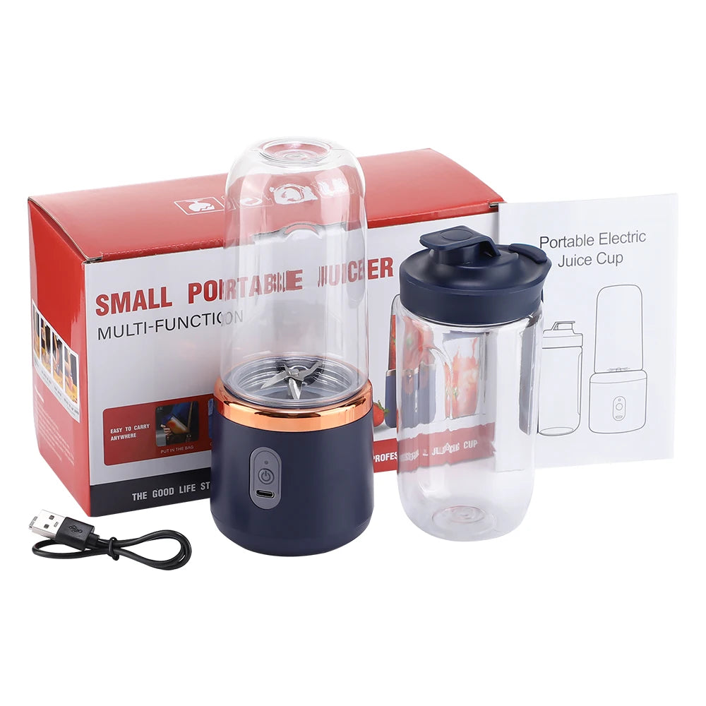 6 Blades Electric Juicer Cup with 2 Cups For Travel Portable Juicer Mixer Usb Charge Fresh Fruit Juice Personal Blender Smoothie Beauty World Shop