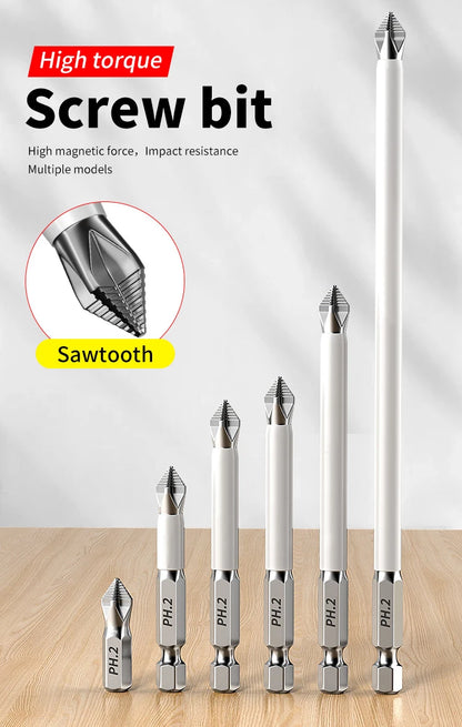 6 PCs Non-Slip Magnetic Cross Head Household Electric Driver Screw Set - High Hardness Hand Drill Bits for Electric Screwdrivers Beauty World Shop