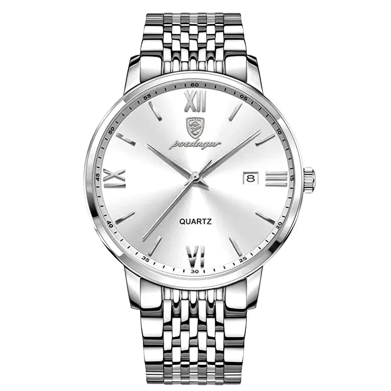 POEDAGAR Luxury Sports Men's Wristwatch Stainless Steel Waterproof Date Man Watch High Quality Casual Fashion Quartz Men Watches Beauty World Shop