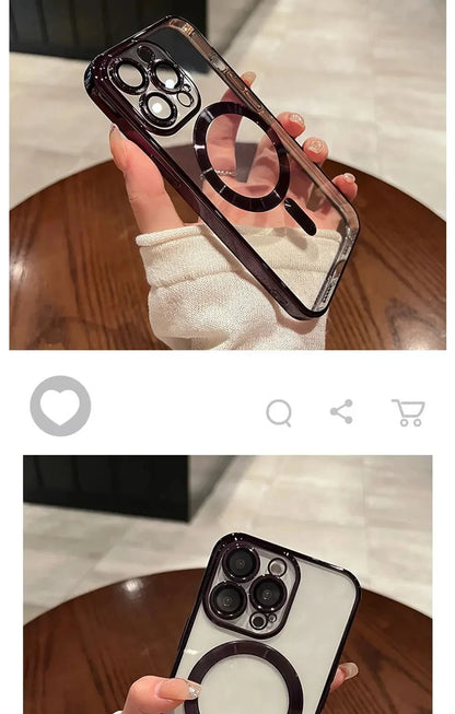 Plating Soft TPU Full Lens Protect Case for iPhone 13 14 12 11 15 Pro Max Plus Magsafe Magnetic Phone Case Wireless Charge Cover Beauty World Shop