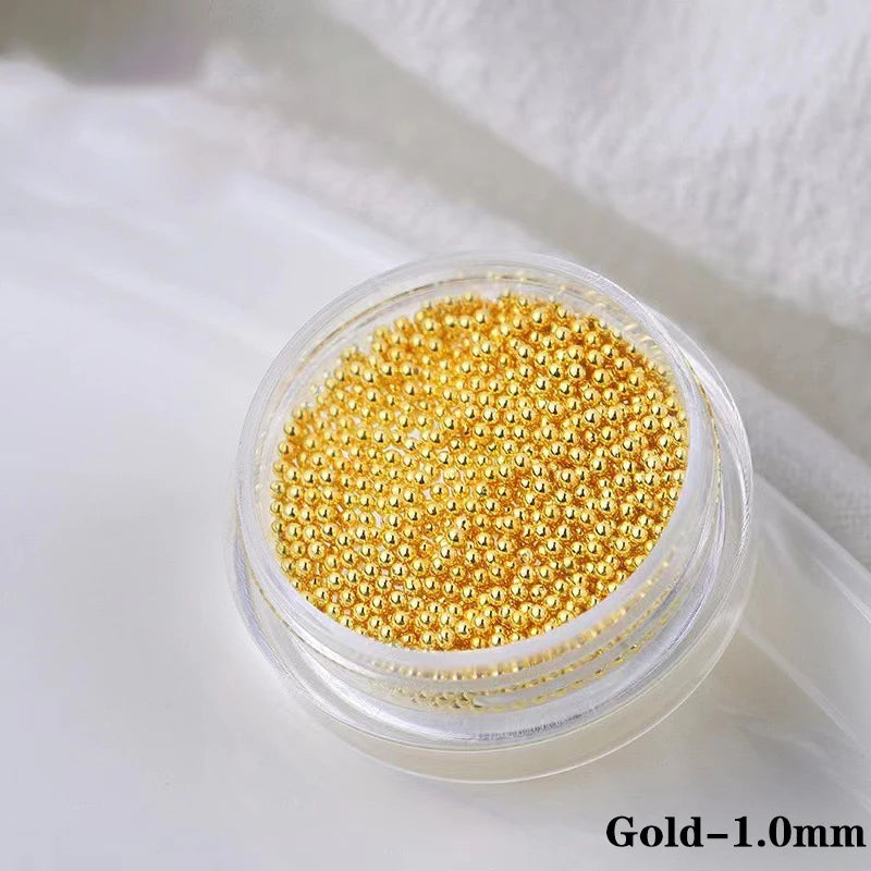 0.4mm-1.5mm 3D Steel Tiny Nail Art Decoration Gold Silver Steel Ball Nail Art Caviar Beads Nails Beads DIY Jewelry Accessories Beauty World Shop
