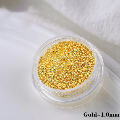 0.4mm-1.5mm 3D Steel Tiny Nail Art Decoration Gold Silver Steel Ball Nail Art Caviar Beads Nails Beads DIY Jewelry Accessories Beauty World Shop