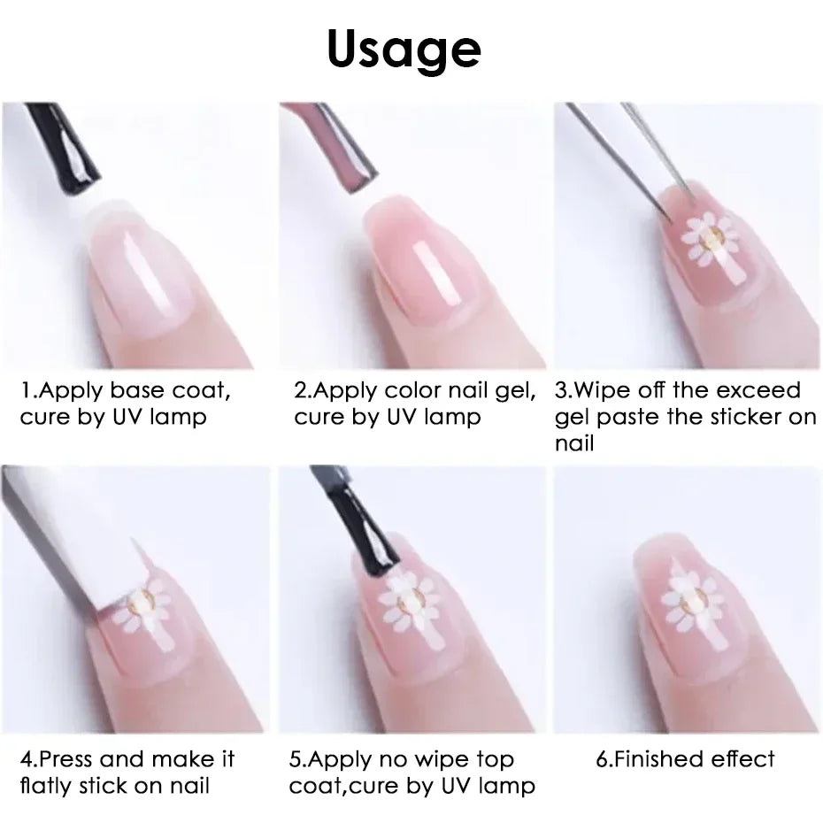 5pcs Metallic Gold Line Flower Nail Stickers 3D Bronzing Border Petals Sakura Leaf Nail Decals Slider DIY Elegant Manicure Decor Beauty World Shop