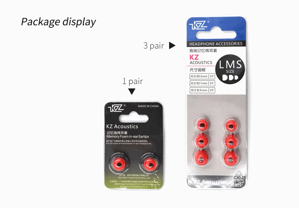 KZ 3Pair(6pcs) Noise Isolating Comfortble Memory Foam Ear Tips Ear Pads Earbuds For In Earphone For KZ Headphones ZSX EDXPro PR3