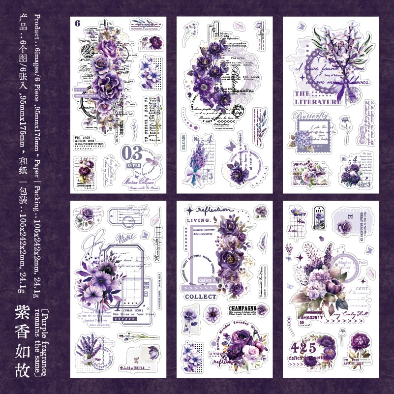 Journal GO 6pcs Flower Shadow Decorative Sticker Fresh Plant Flowers Collage Scrapbooking Label Diy Diary Journal Planner Label Beauty World Shop