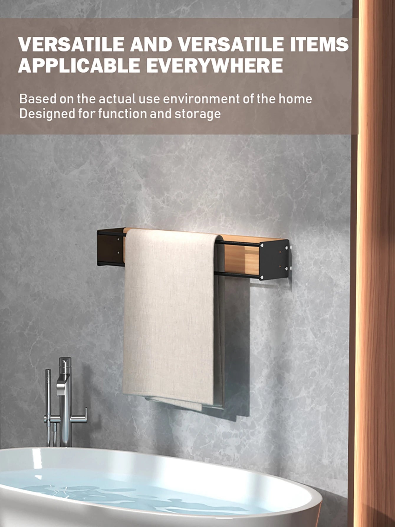 Bathroom wall mounted towel rack, bathroom decorative towel rack, towel hanging rack, roll towel storage, no drilling required Beauty World Shop