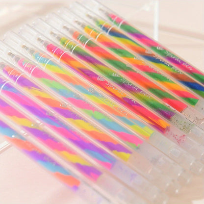 6pcs Glitter Gel Highlighter Pens Set - 1.2mm Vibrant Colors, Smooth Writing, Perfect for Journals, DIY Crafts, Greeting Cards, Beauty World Shop