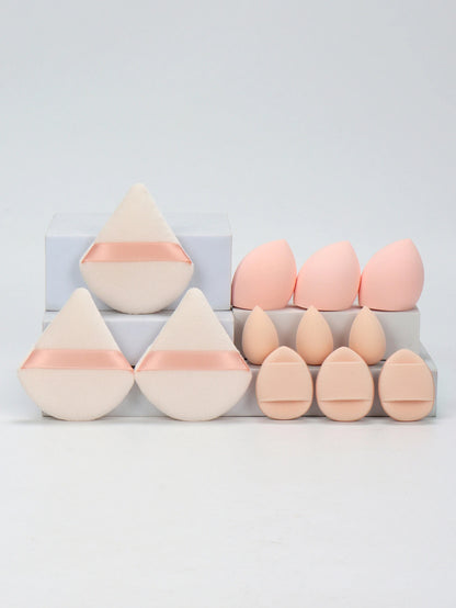 12-Piece All-Purpose Makeup Sponge Set, Made of 3 Loose Powder Puffs, 3 Mini Air Cushion Puffs, 3 Beauty Eggs and 3 Mini Beauty Beauty World Shop