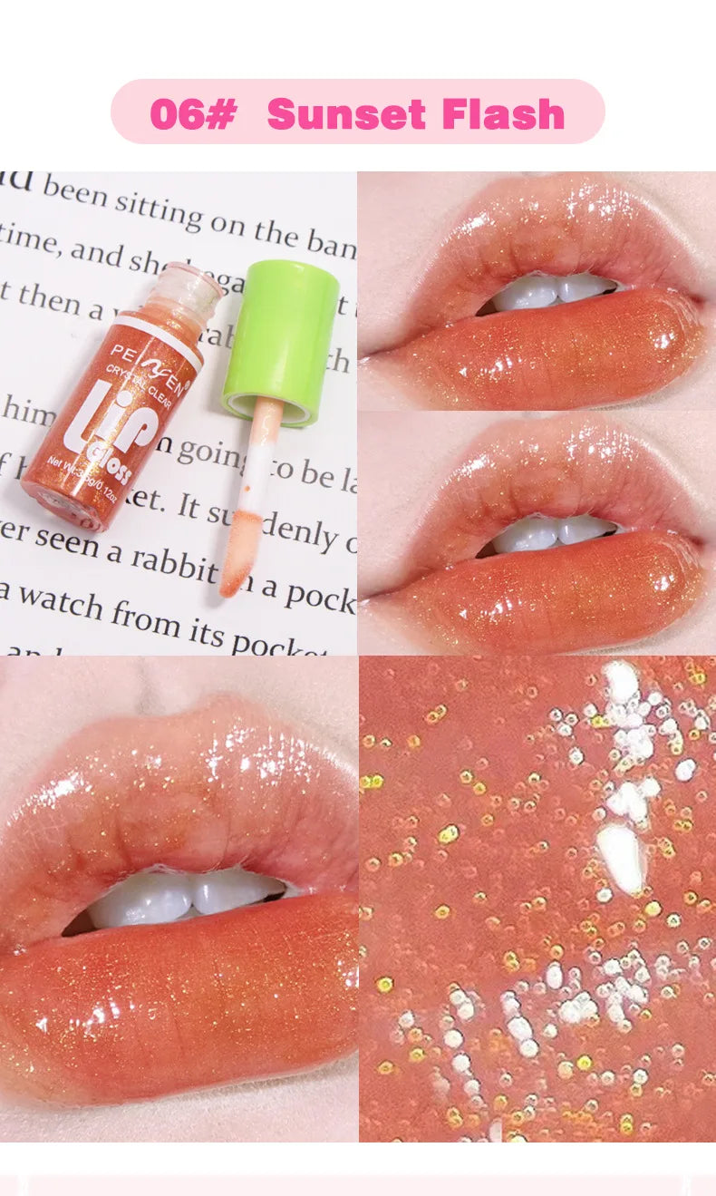 6 Pieces Glass Mirror Lip Gloss Set Hydrating Lightweight Lip Balm Glossy Shimmer Sheer Tint Peach Cherry Pink Beauty World Shop