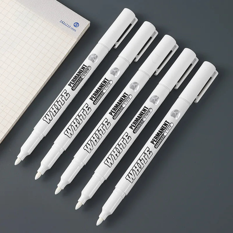 New 1/2/3PCS Waterproof Metal Marker Permanent White Paint Pen Washing Art Painting Graffiti Pens Fabric Wood Leather Marker1MM Beauty World Shop