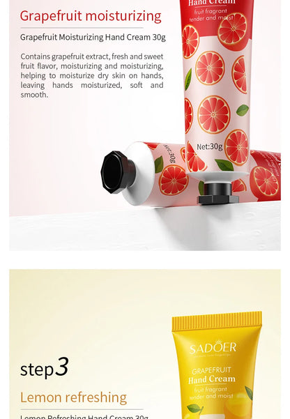 5Pcs/set Fruit Plant Fragrance Hand Cream Sets Moisturizing Repair Anti Dry Hand Lotion Sets Hands Skin Care Products Beauty Trend Shop