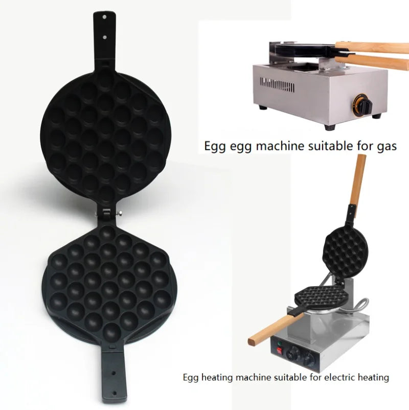 Commercial QQ Eggs Bubble Ball Baking Waffle Maker Iron Hongkong Waffle Eggette Mould Cake Mold Electirc Machine Non-stick Plate Beauty World Shop