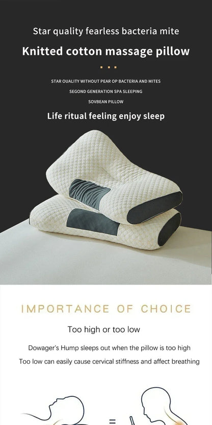 New Soybean Fiber Cervical Orthopedic Neck Pillow - Massage SPA Pillow for Household Sleep & Neck Protection