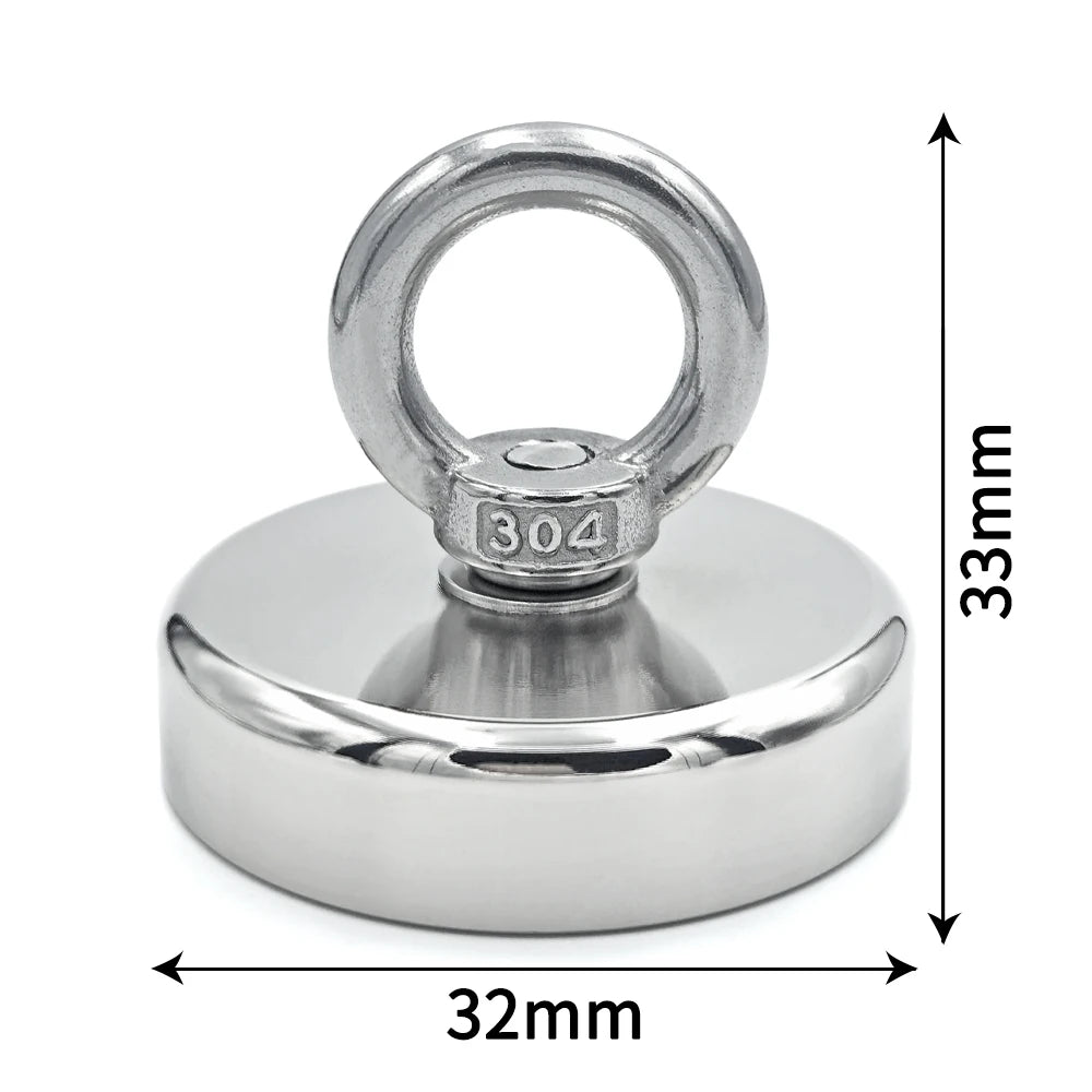 D16~D42mm Super Strong Neodymium Fishing Hook N52 Heavy Duty Rare Earth Neodymium with Countersunk Hole Eyebolt Salvage Magnetic Beauty World Shop