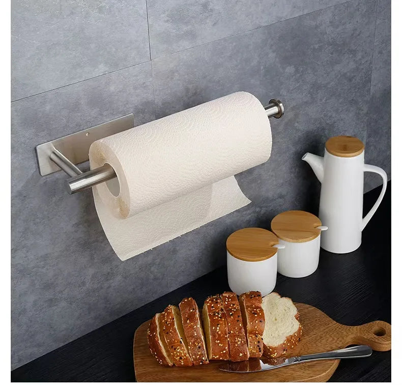Kitchen Paper Towel Holder Adhesive Tissue Hanger Toilet Roll Paper Dispenser Cabinet Storage Napkin Rack Bathroom Accessories Beauty World Shop