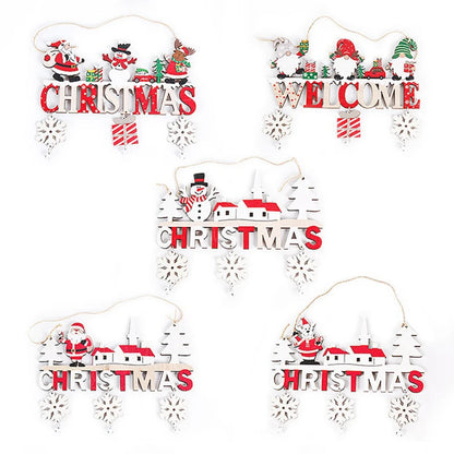Gnome Santa Claus Wooden Hanging Ornament 2024 Merry Christmas Decoration for Home Door Xmas Tree Pendants Navidad New Year 2025 Beauty World Shop