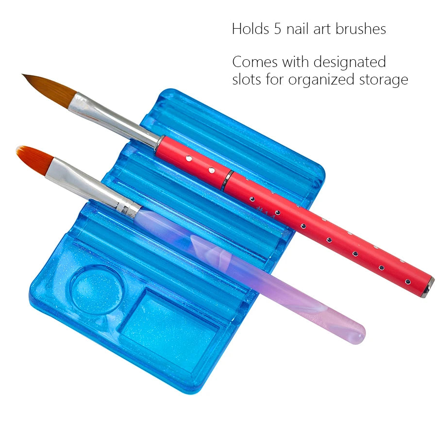 Acrylic Multi-purpose Nail Art Pen Holder, 5-Compartment Brush Stand with Color Palette, Organize and Display Tool Beauty World Shop