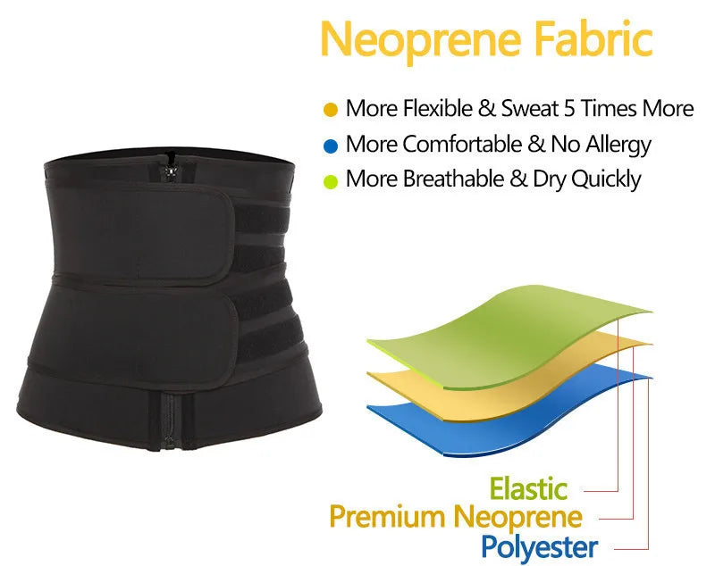 1pc Waist Trainer Slimming Body Shaper Fitness Belt Weight Loss Fat Burning Sport Girdle Sweat Trimmer Workout Cincher Shapewear Beauty World Shop