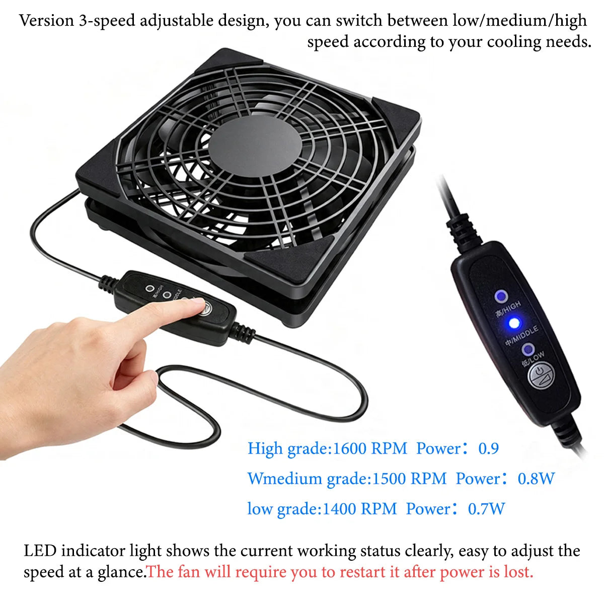 5V USB router cooling fan, with three-speed adjustable function. Style is suitable for cooling various devices. Beauty World Shop