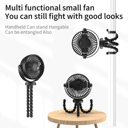New 5200 mah multi-functional stroller Mini fan Portable USB charging small fan Mobile phone seat outdoor handheld Octopus fan