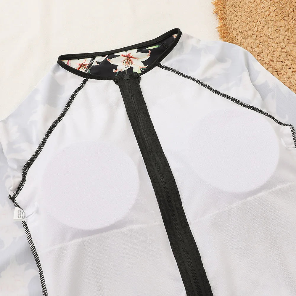 2026 Surfing Sport Swimsuit Long Sleeves Women One Piece Swimsuit  Swimwear Solid Monokini Bathing Suit Tropical Bodysuit Female Beauty World Shop