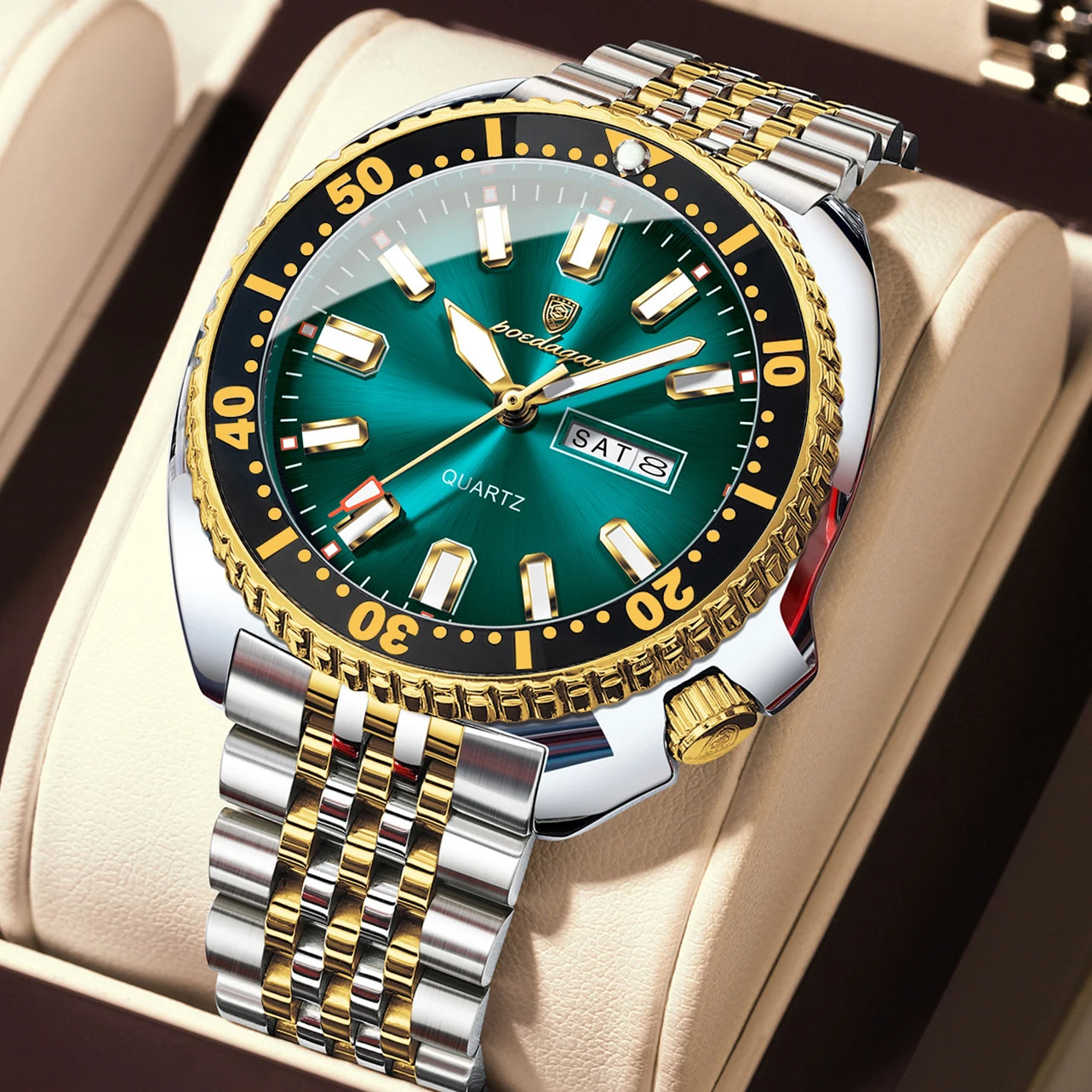 POEDAGAR Luxury Business Men Watch Date Week Waterproof Luminous Man Wristwatch Sport Stainless Steel Quartz Men's Watches Reloj Beauty World Shop