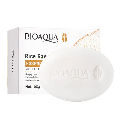 BIOAQUA White Rice Raw Pulp Facial Soap Face Wash Foam Facial Cleanser Moisturizing Oil Control Body Bathing Handmade Soap Beauty World Shop
