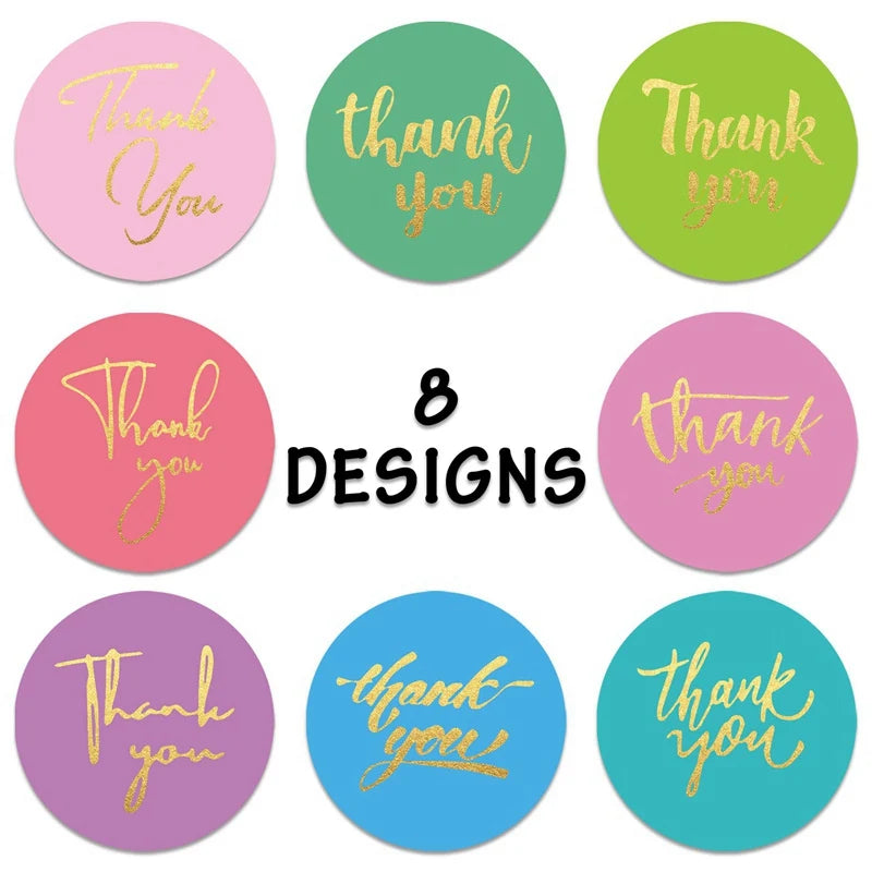 50-500pcs 1inch Blue Thank You Stickers For Envelope Sealing Labels Stationery Supplies Handmade Wedding Gift Decoration Sticker Beauty World Shop