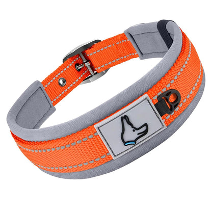 Padded Dog Collars for small Medium large Dogs Reflective Wide Pet Collars Adjustable Heavy Duty Nylon Neoprene Dog Collar Beauty World Shop