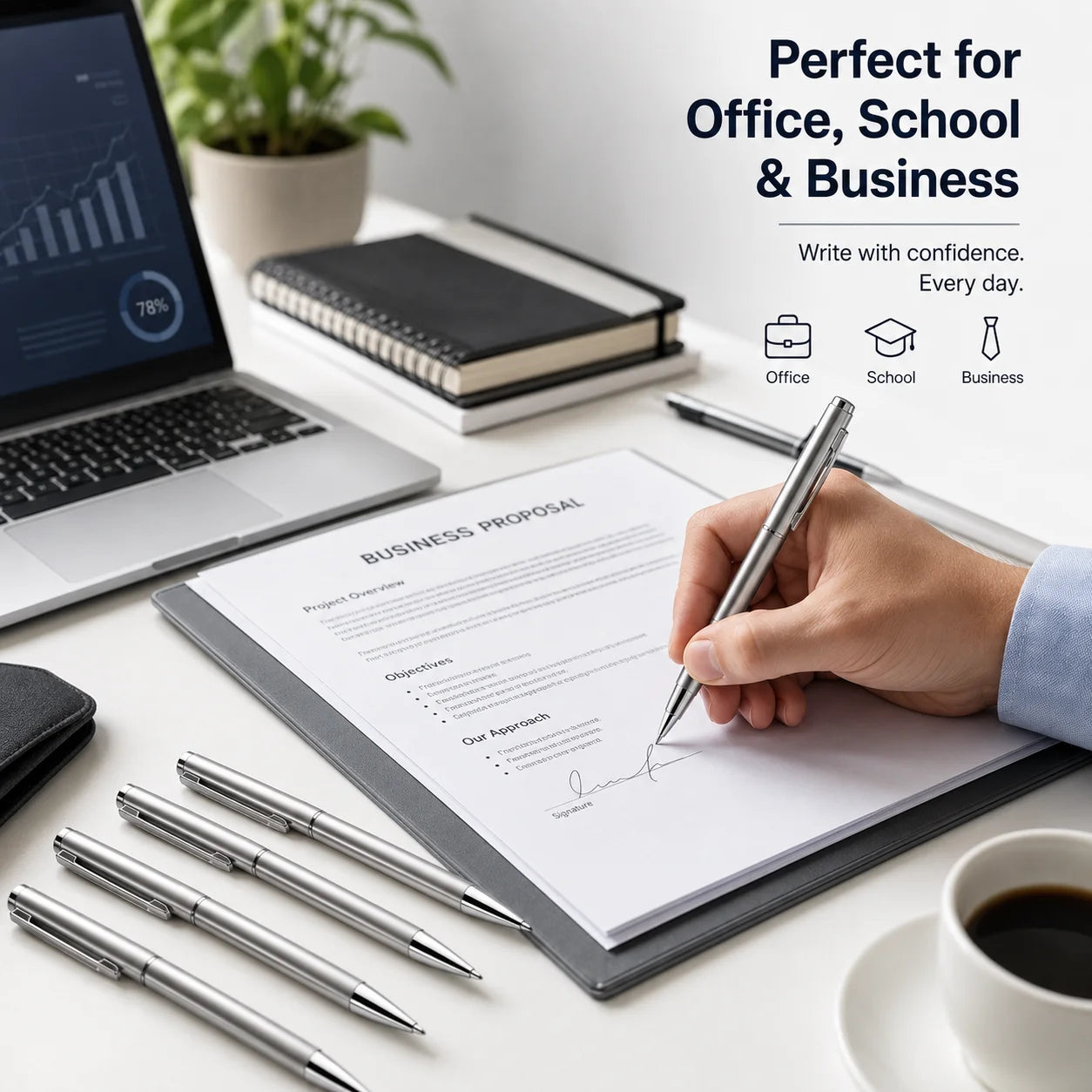 5/10/20Pcs Stainless Steel Ballpoint Pens, Silver Metal Medium Nib Smooth Twist Writing Pens for Office School Beauty World Shop
