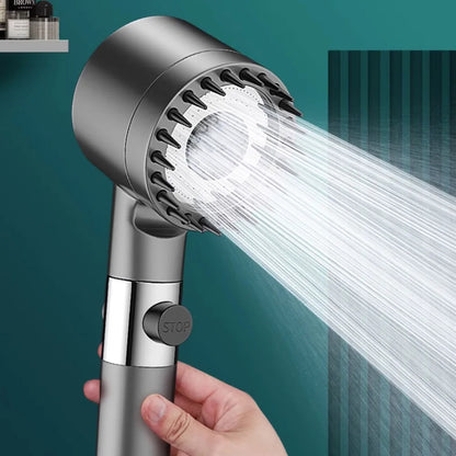 High Pressurized Filter Shower Head 3-mode Adjustable Spray with Massage Brush Rain Faucet Bathroom Accessories Beauty World Shop