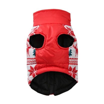 New Year Pet Coat For Christmas Deer Print Dog Jacket With D-ring Waterproof Pets Costume For Small Medium Dogs Bulldog Clothes
