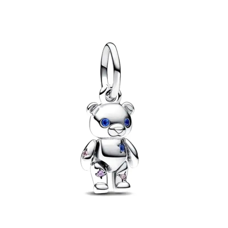2025 New S925 Silver Spring Ball Bear Cross Pendant Suitable for Original Bracelets DIY Accessories Women's Charm Jewelry Gifts Beauty World Shop