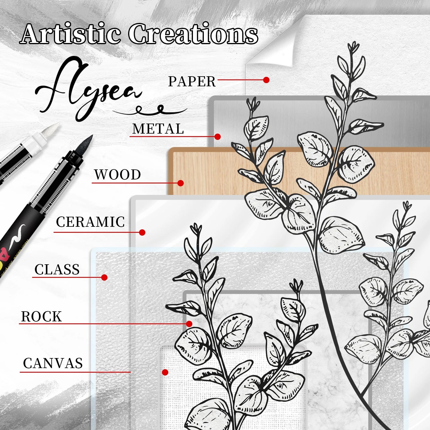 8pcs Black and White Acrylic Paint Markers Set, Large Ink Capacity, Acrylic Markers for Illustration Sketching, Wood, Glass, Fab Beauty World Shop