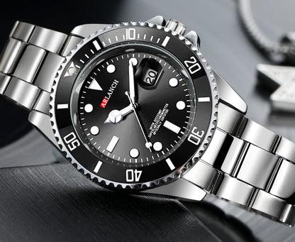 Business Stainless Steel Watch 40mm Classic Red Blue Circle Diving Series Magnifying Glass Calendar Quartz Watches montre homme Beauty World Shop