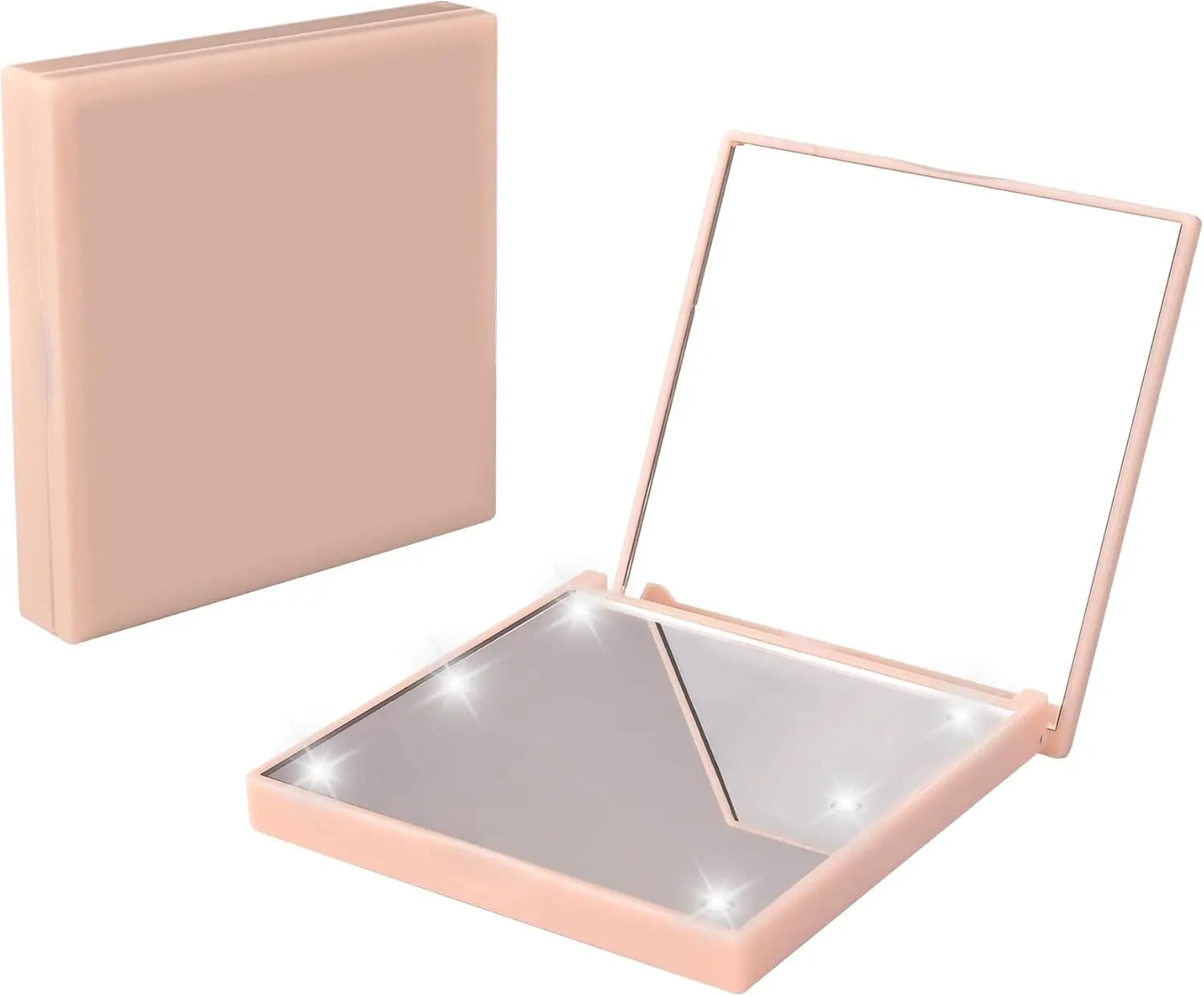 Travel Mirror with Light Compact Makeup Mirror with 6 LED Lights, Folding Pocket Lighted Compact Mirror for Purse Gift for Women Beauty World Shop
