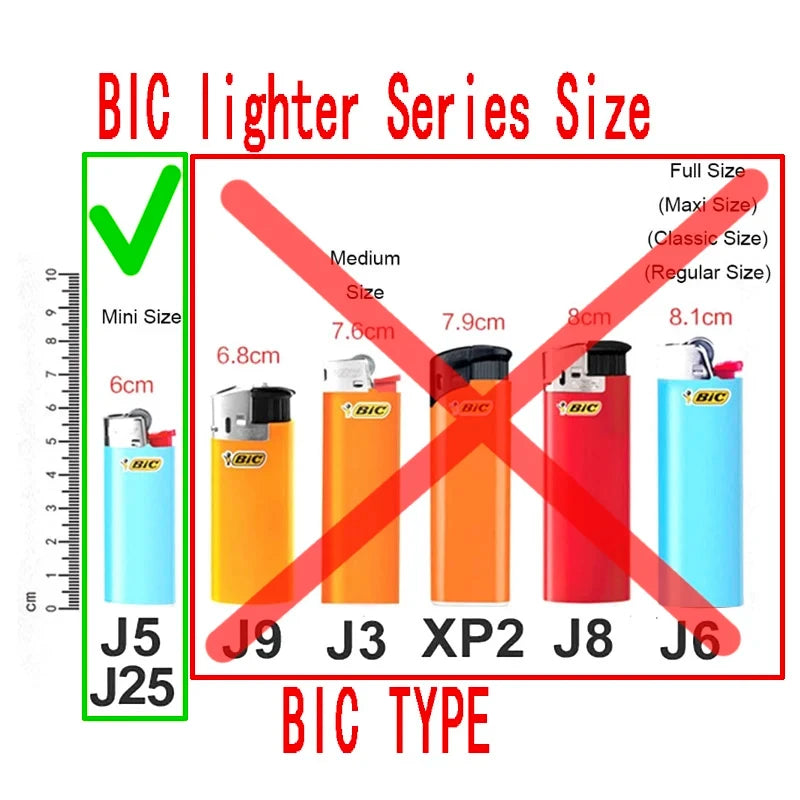 Clearance_Shiny Zinc Alloy Chromed Metal Shell For Small Bic Lighter J5 J25 No Lighter_Continuous updates Beauty World Shop