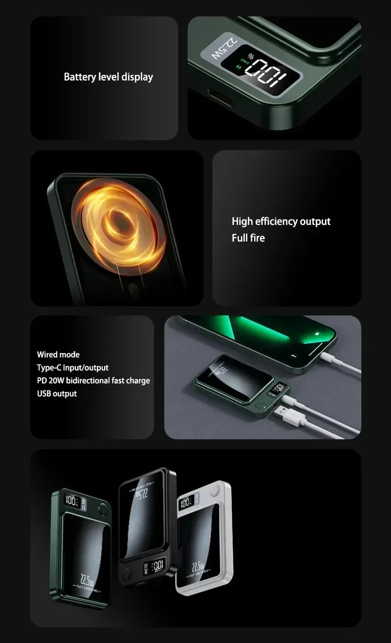 Lenovo 2026 200000mAh Magnetic Wireless Power Bank Portable Fast Charger For Magsafe Auxiliary Battery For iphone Huawei Samsung Beauty World Shop