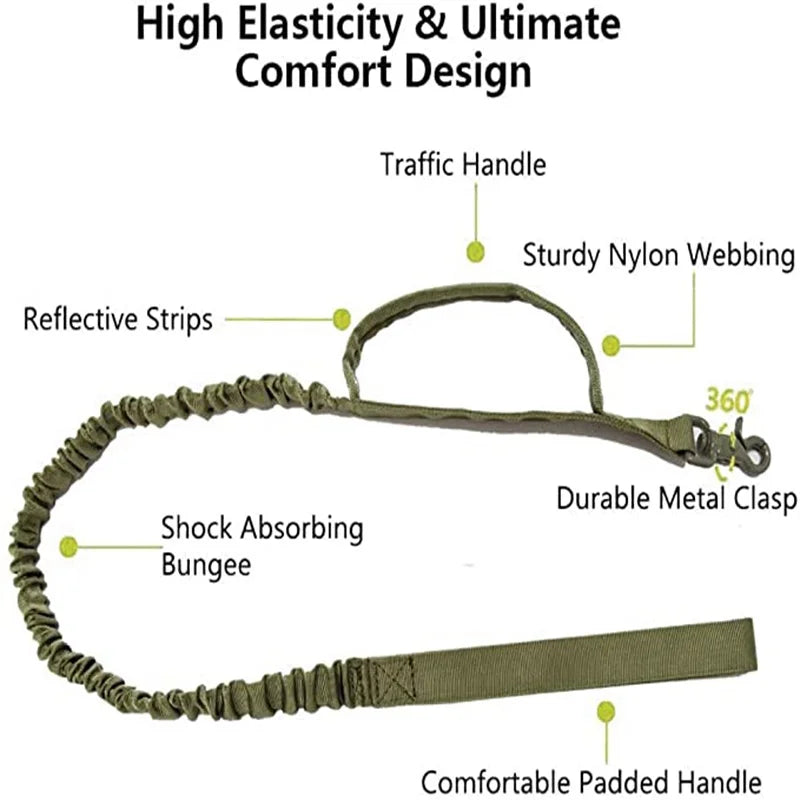 Durable Tactical Dog Collar and Leash Adjustable Military Pet Collar Leash Medium Large Dog German Shepherd Training Accessories