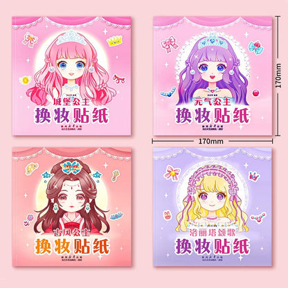 Stickers Book Handicrafts Creative Kids Stickers 15 Pages Toy Puzzle Reusable for Girls Cartoon Princess Make A Face Stickers Beauty World Shop